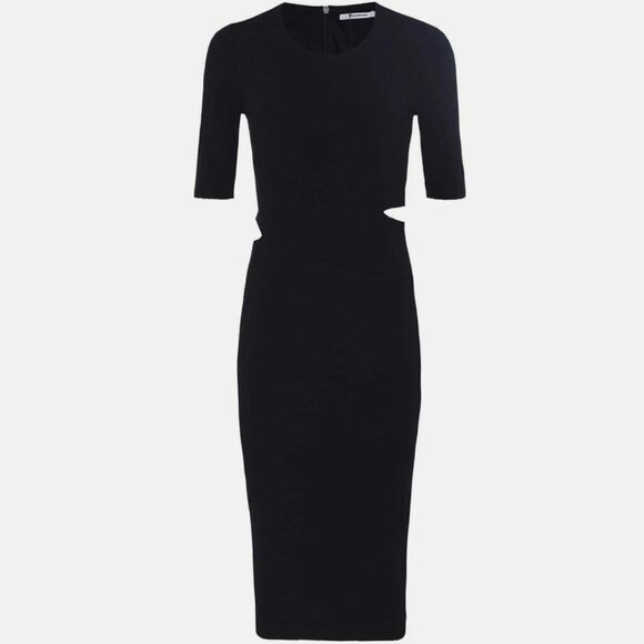 NWT ALEXANDER WANG T - Lux Ponte Side-slit Midi Dress, Midnight - XS - Picture 1 of 8